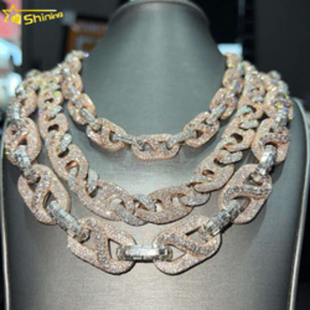Crazy Design Bussdown Custom 15mm 18mm 20mm Vvs Moissanite Chain Hip Hop Baguette Moissanite Cuban Link Chain