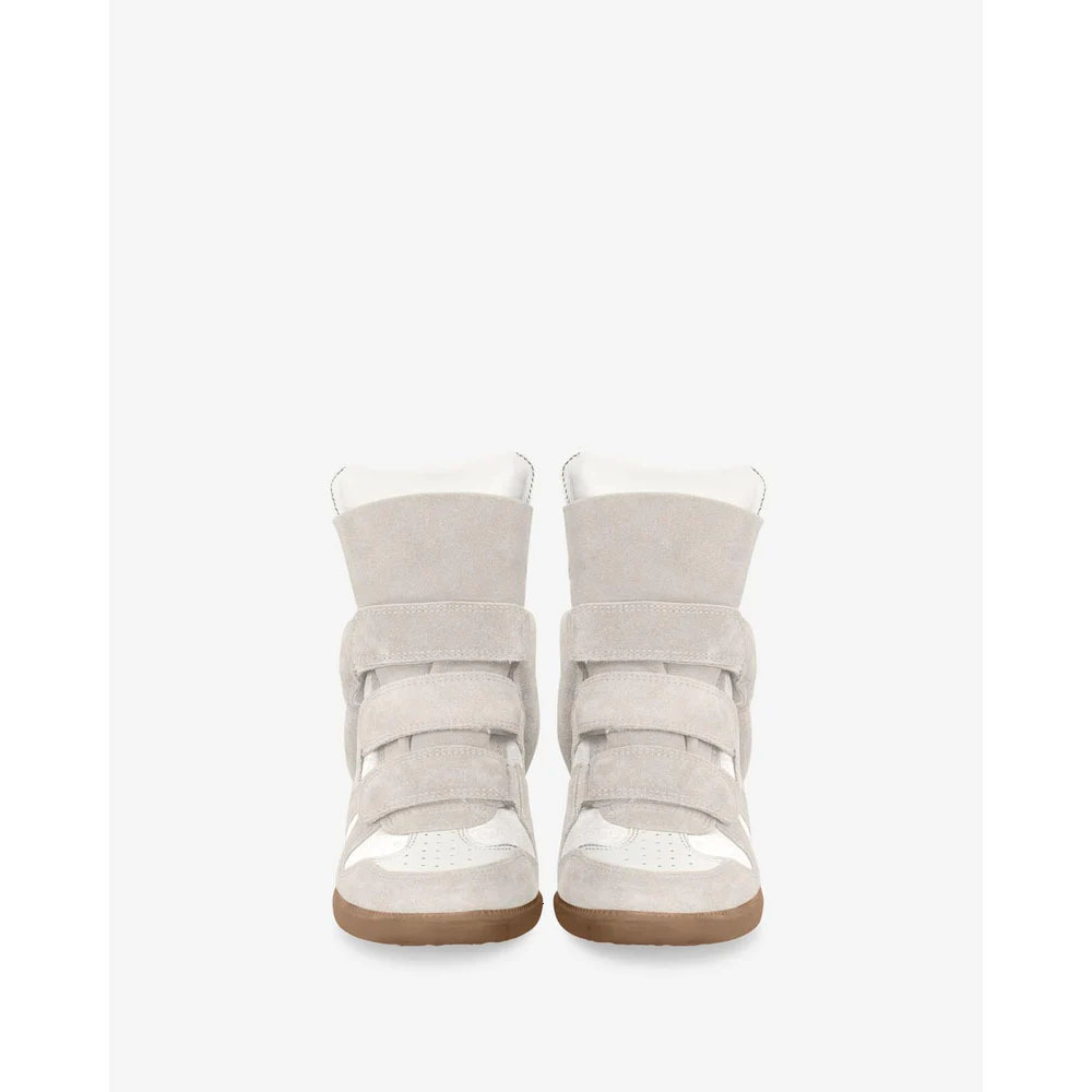 Women's Leather Wedge Sneakers Ecru