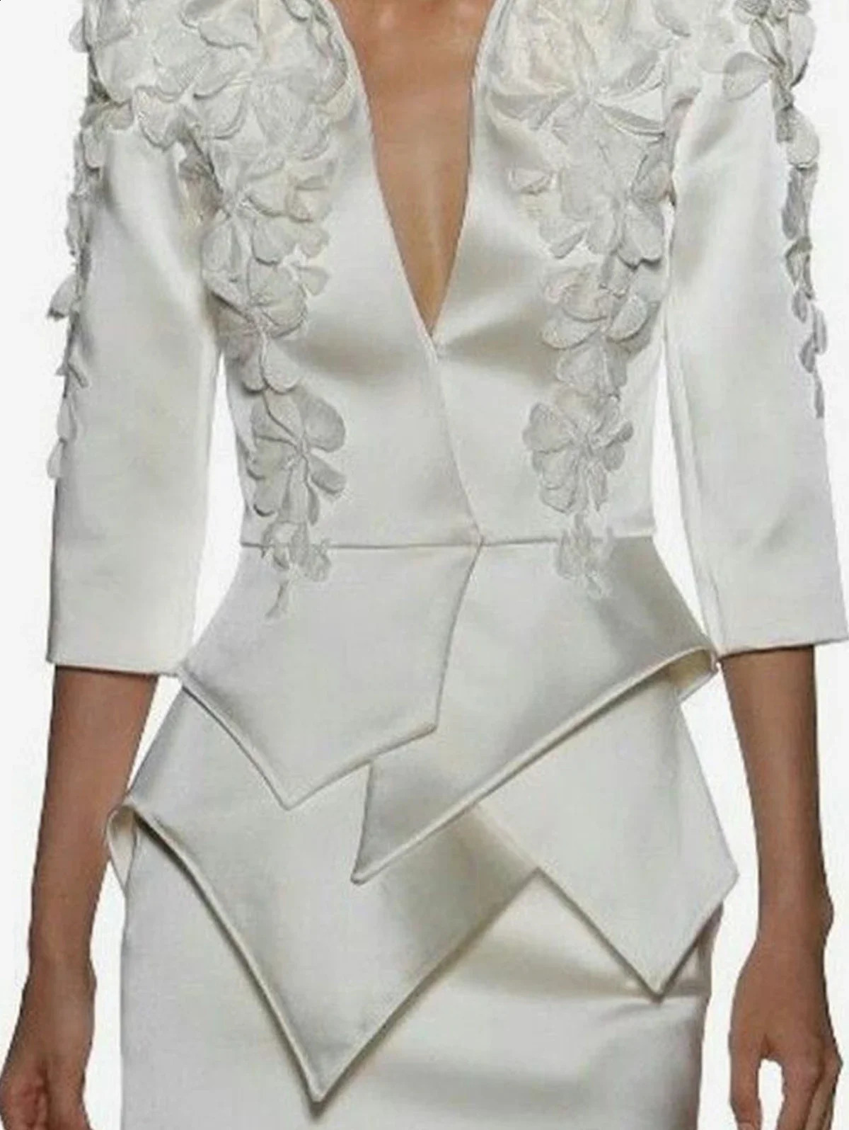 Elegant womens shirt with fashionable floral decal standing collar 3/4 sleeve cross asymmetrical sexy womens top 241114