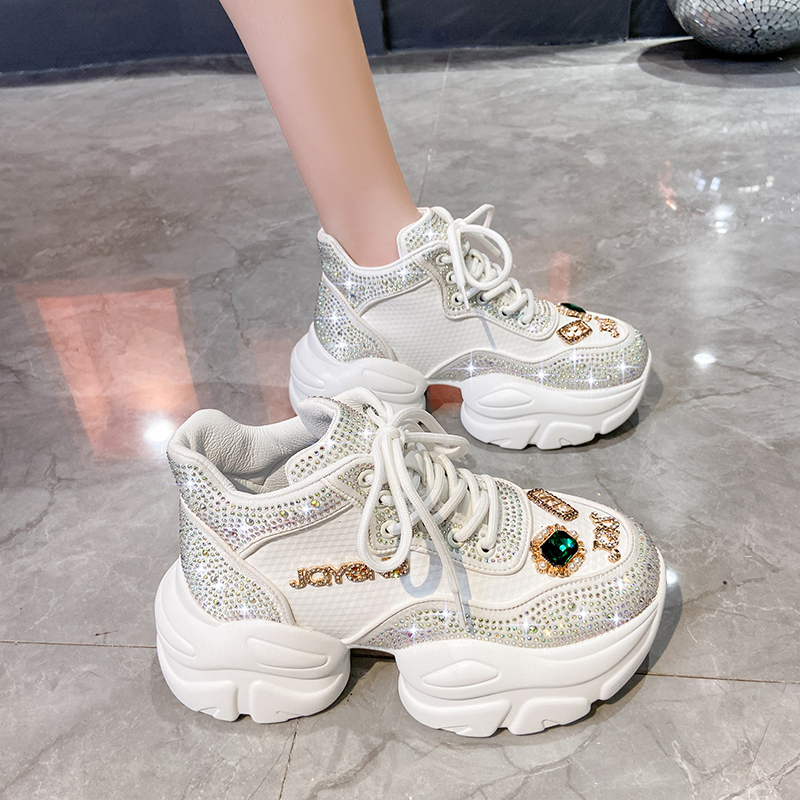 High Quality Fashion Women's Shoes New Rhinestone Women's Sneakers Diamond Breathable Luxury Designer Casual Platform Shoes Shiny outdoor ru