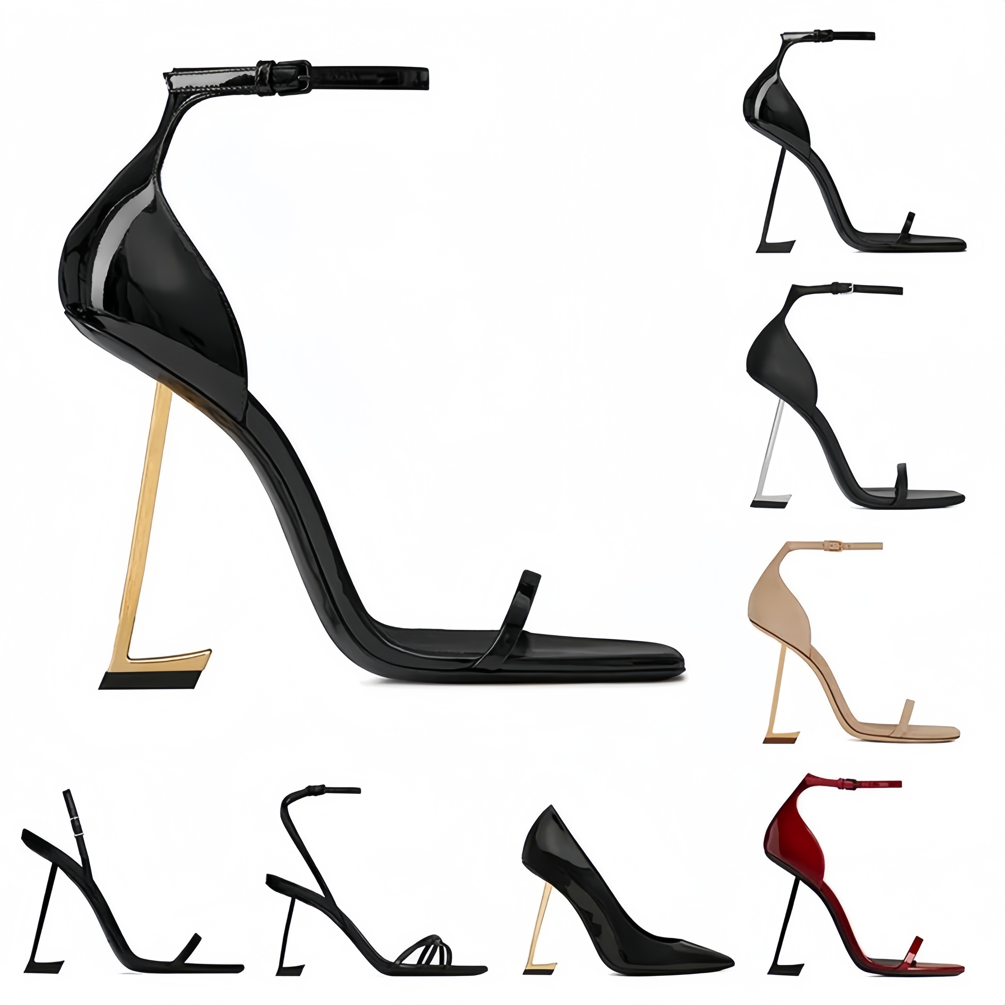 2024 Designer Sandals High heels Luxurvs heelsDesigner heels shoes Paris Dress classics Women10cm8cm Heels Black Golden Gold wedding shoes with box Size 35-43