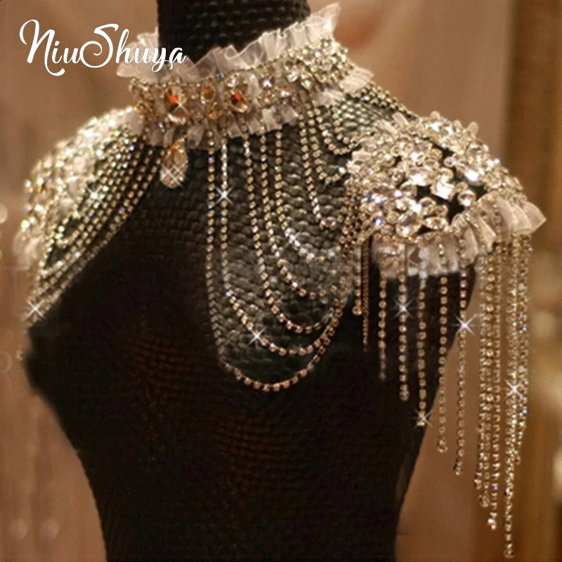 Bridal Chain Tassel Shoulder Straps Bridal Beads Lace Jewelry Crystal Accessories Wedding Necklace Jewelry 241116