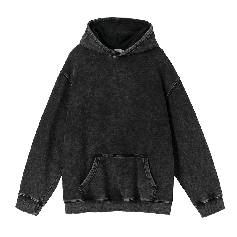 Mens Hoodies Sweatshirts Cotton Clothing Vintage Black Acid Wash Men Women Oversized Hip Hop Casual Pullover Y2K Clothes