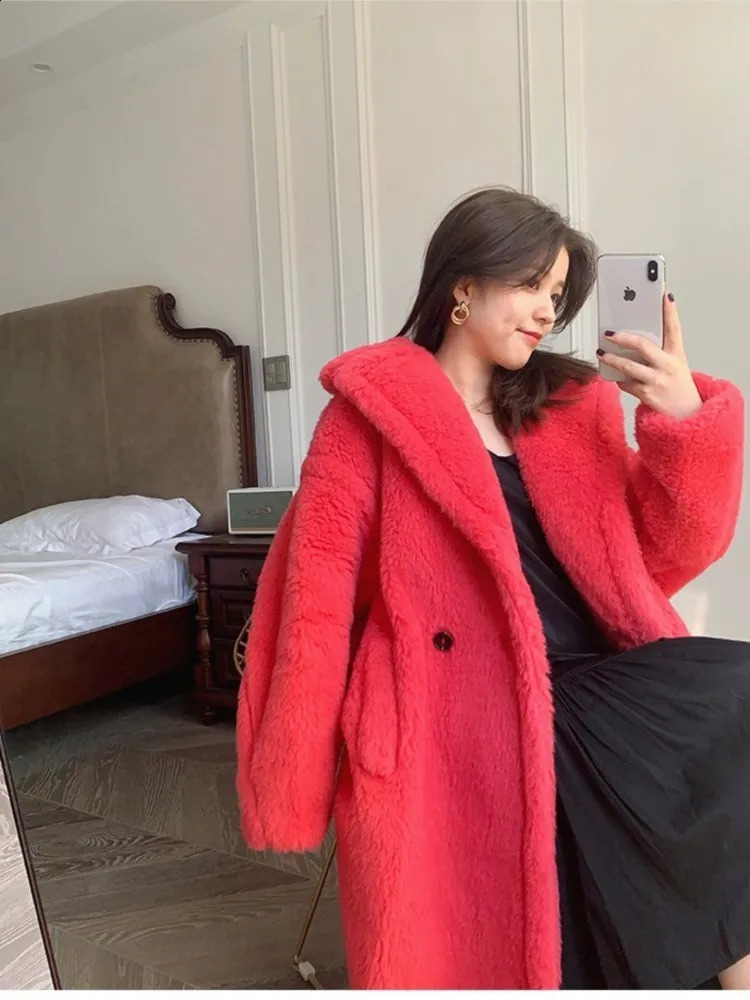 JuneRain Women Winter Longer Faux Fur Warm Coat Long Sleeve Vintage Female Thick Teddy Bear Coat Casual Loose Oversize Outwears 241116 - view 6