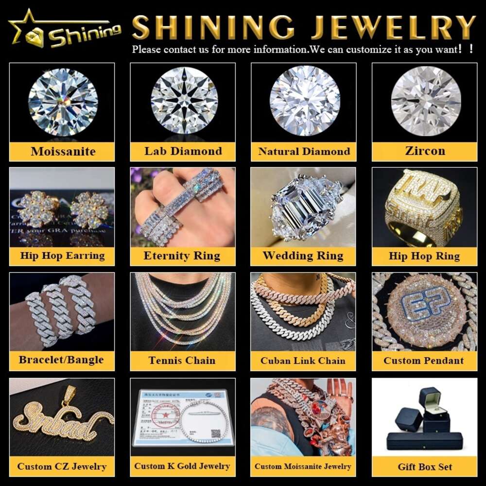 Crazy Design Bussdown Custom 15mm 18mm 20mm Vvs Moissanite Chain Hip Hop Baguette Moissanite Cuban Link Chain