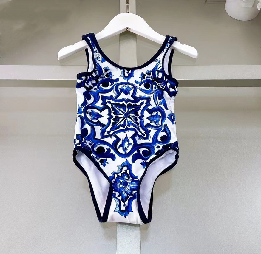 Costume Intero Bambina Estate 2024 Stampa Floreale Leopardo, Moda Mare E Piscin…
