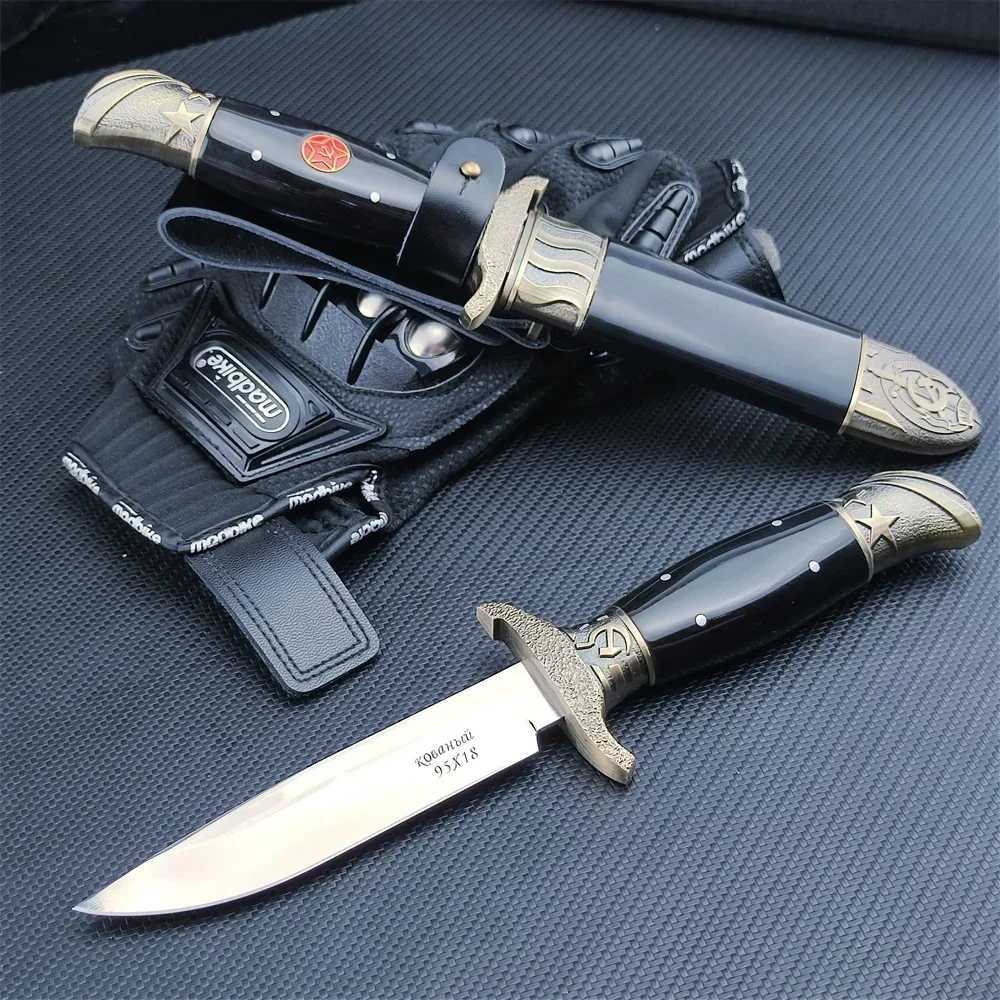 New Russian Ussr Finka NKVD fixed blade 7CR13Mov blade zinc alloy and resin manual hunting knife military tactical full Tang knife W241116