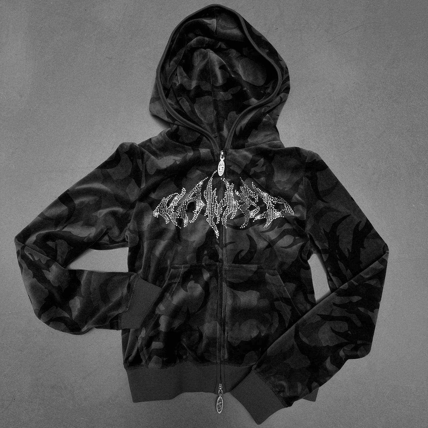 WLWXR autumn Rhinestone casual 2-piece womens track suit Y2K hooded zipper top and drawstring sweatpants 241115