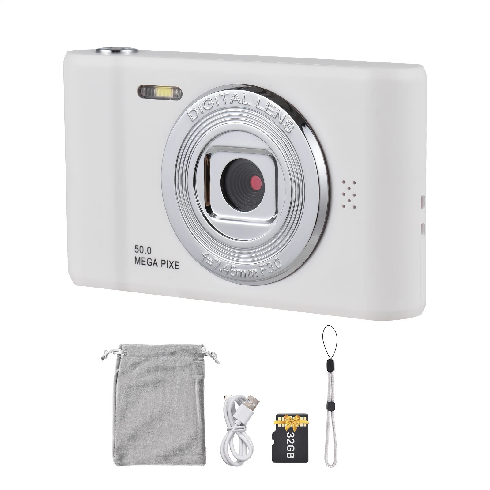 1080P Digital Video Camera 50MP Po Dual Lens 24 Inch Screen 8X Digital Zoom Builtin Flash Battery with 32GB TF Card 241113