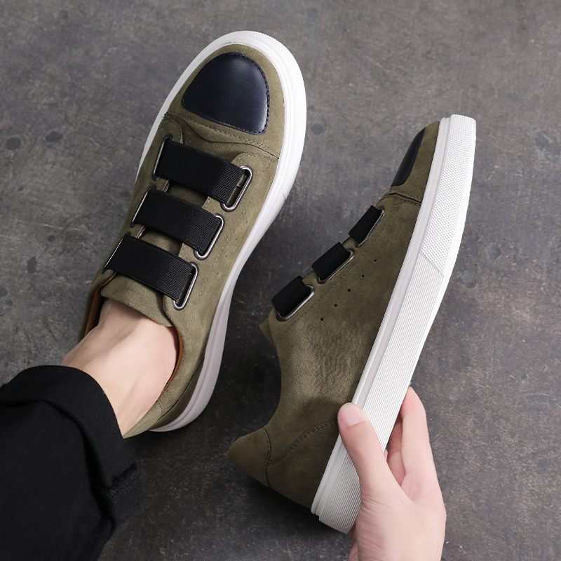 Fashion Men's Skateboard Men Casual Slip-On Leather Shoes Mens Outdoor Driving Flats