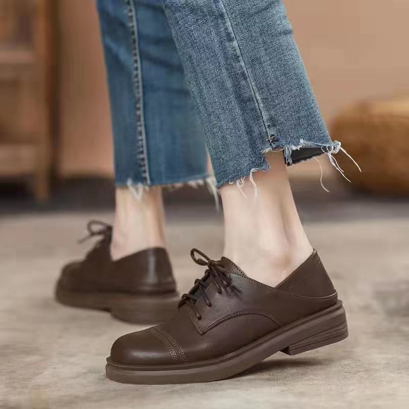Women's Dress Shoes:Fashion Simple Design Flat Bottom Comfort Work Commuter Versatile Leather Shoes Loafers Shoes,Black/Brown,Free shipping