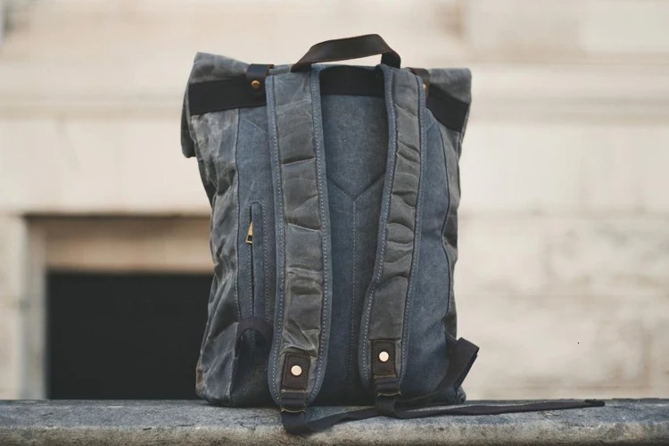 Men's Waterproof Wax Canvas Hiking Outdoor 30 L Travel Bag Anti-Theft Laptop Retro Rolled Backpack Canvas BagVoyage