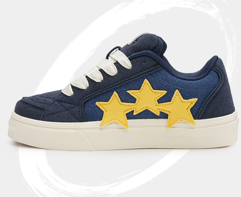 Casual Print Star Round Toe Versatile Shoes for Women, Blue/Green 4 dd829