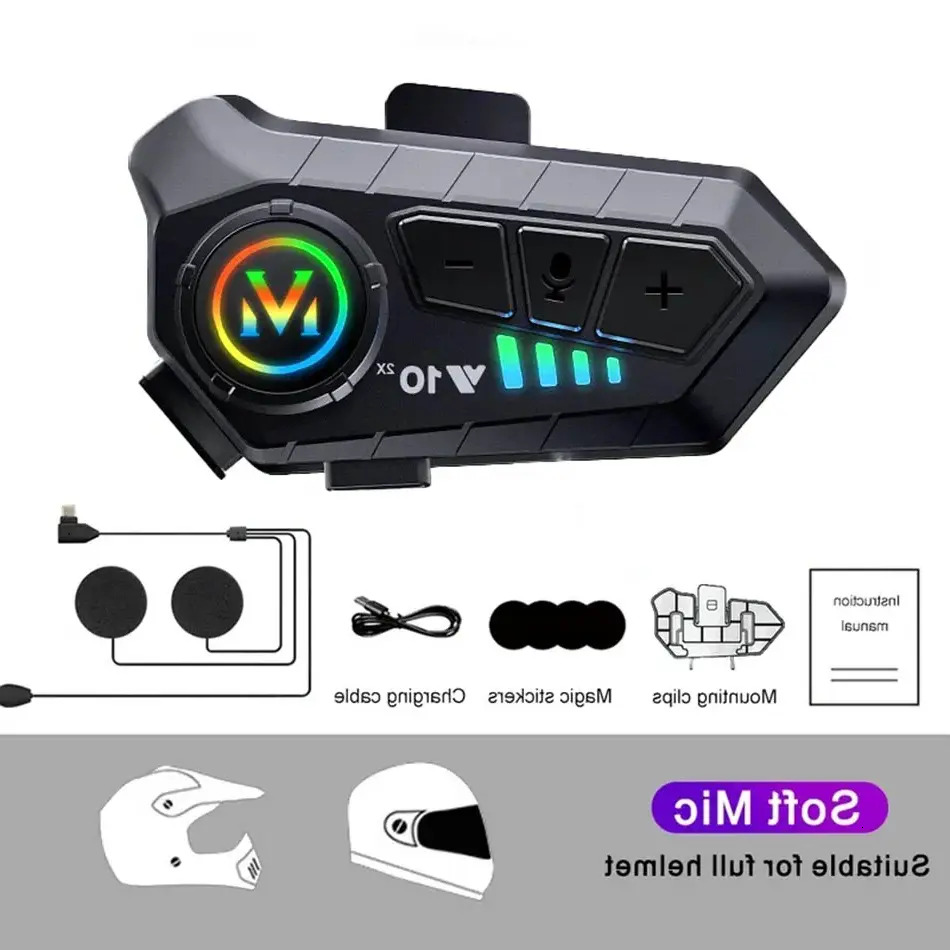 New Y10 2X Helmet Intercom For Motorcycle Bluetooth 5.3 Wireless Ipx6 Waterproof Noice Reduction Handsfree Headsets Intercomunicador