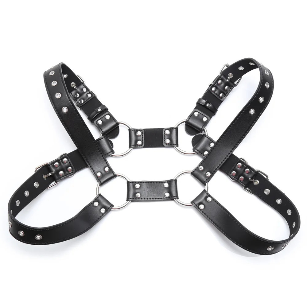 Fetish Men Leather Gay Sexy Suspenders Harness BDSM Sex Belts Sexual Body Bondage Straps Punk Rave Cotumes 240401