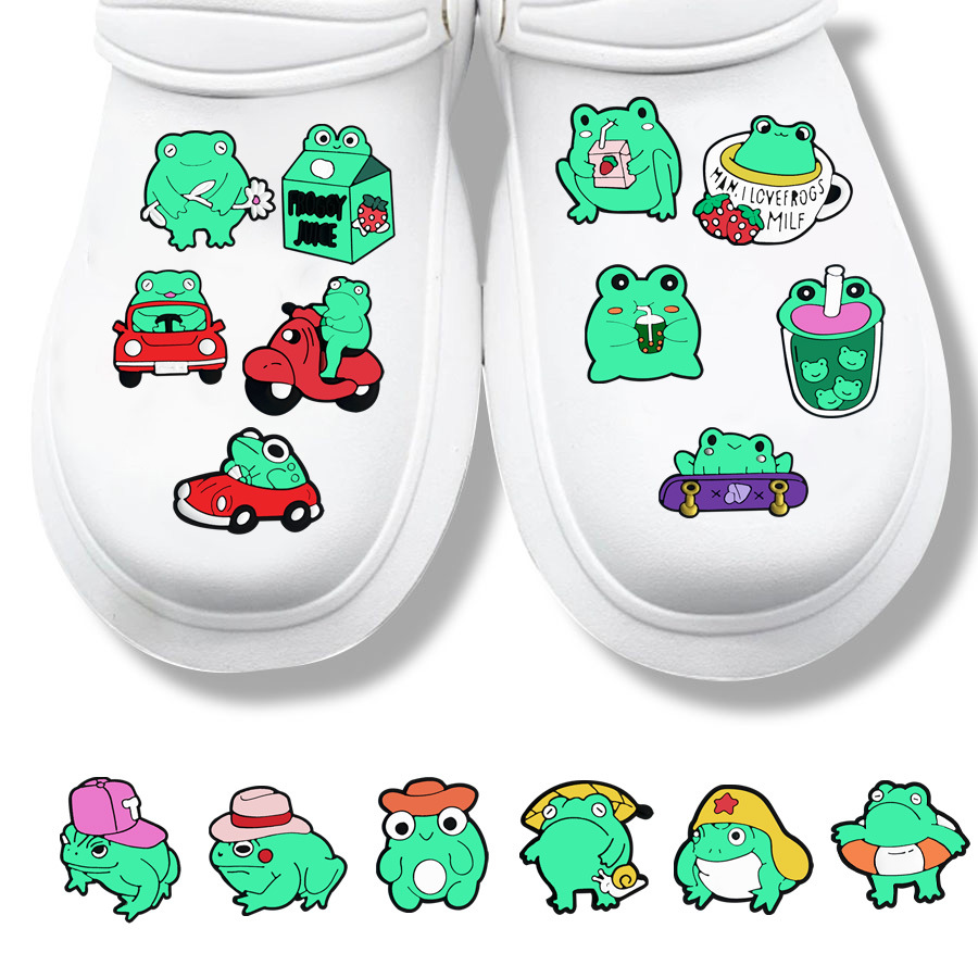 Shoe Parts Accessories cute frog clog accessory shoes flower shoe buckle pvc soft glue cross laces buckle clog diy