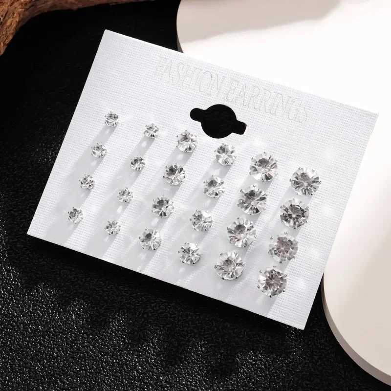 New 12 Pair/Pack White Shiny Wedding Stud Earrings Set For Women Men Crystal Jewelry Accessories Ooellen Jewelry Earrings XJ250623