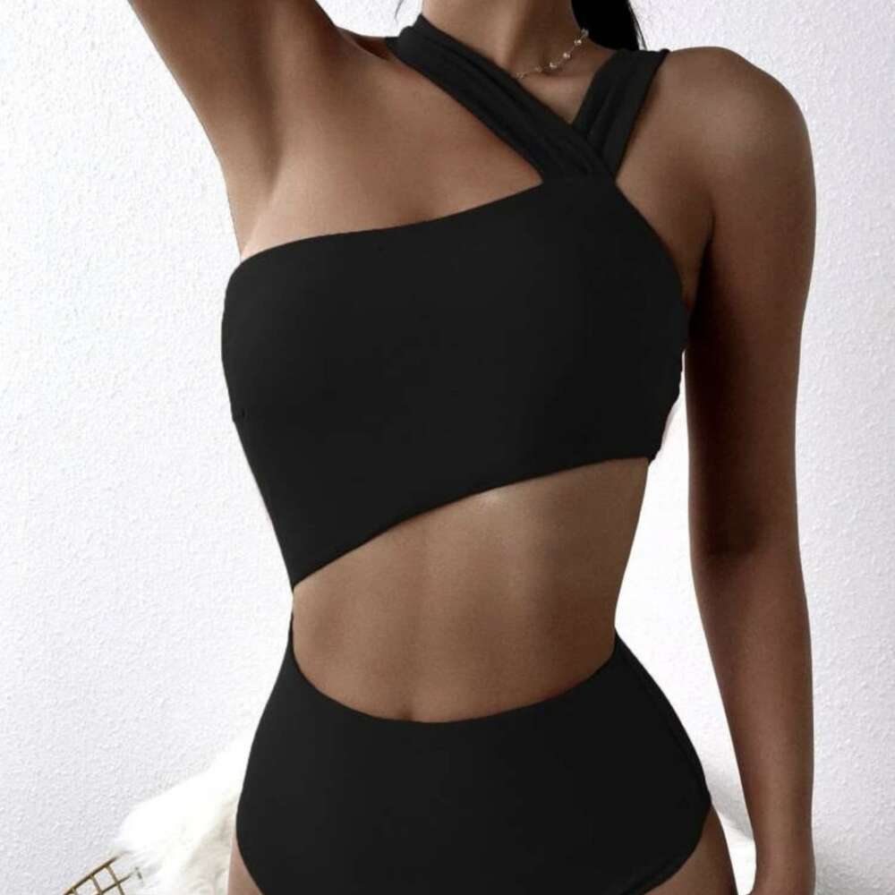 2024 New Swimming Suit Sexy Hollow Shoulder Tight One Piece Bikini F41730 94086