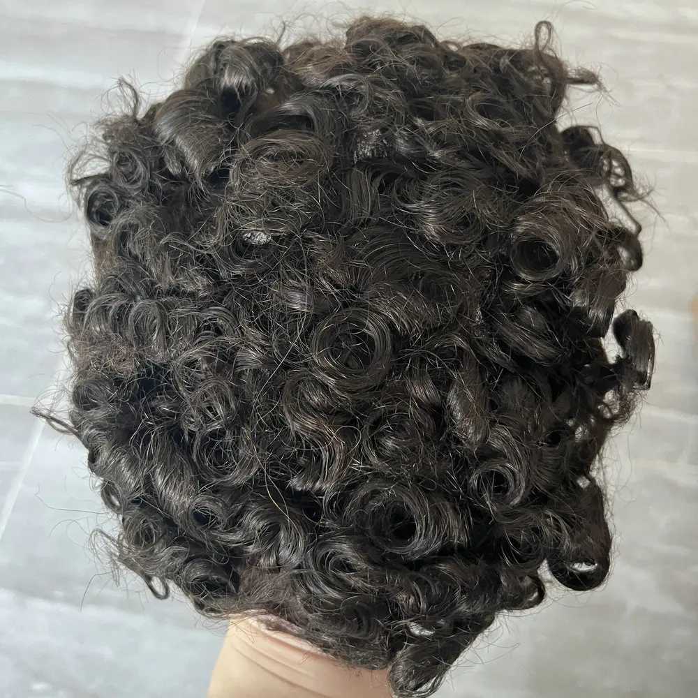 20mm Curled Toupee Mens Wig Beauty Hair M Single Bottom Mens Waist Prothesis Durable Mens Hair System Mens Hair M241118
