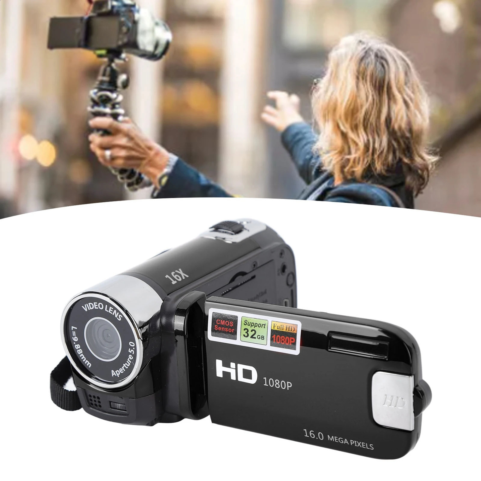 4K 48MP DV Camera 27in TFT Rotatable Screen 16x Digital Zoom Video Camera with USB Cable 241113