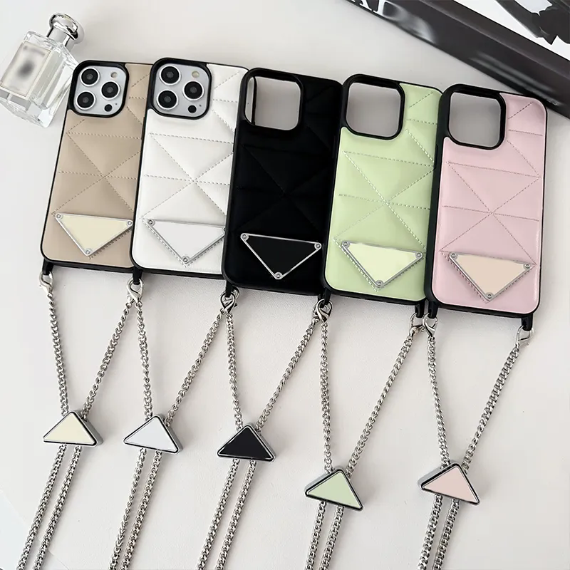 Luxury Phone Case Designer iPhone Case For iPhone 15 16 Pro Max 13 Pro 14 Pro Max Case Official Adjustable Chain Crossbody Case Leather bow chain