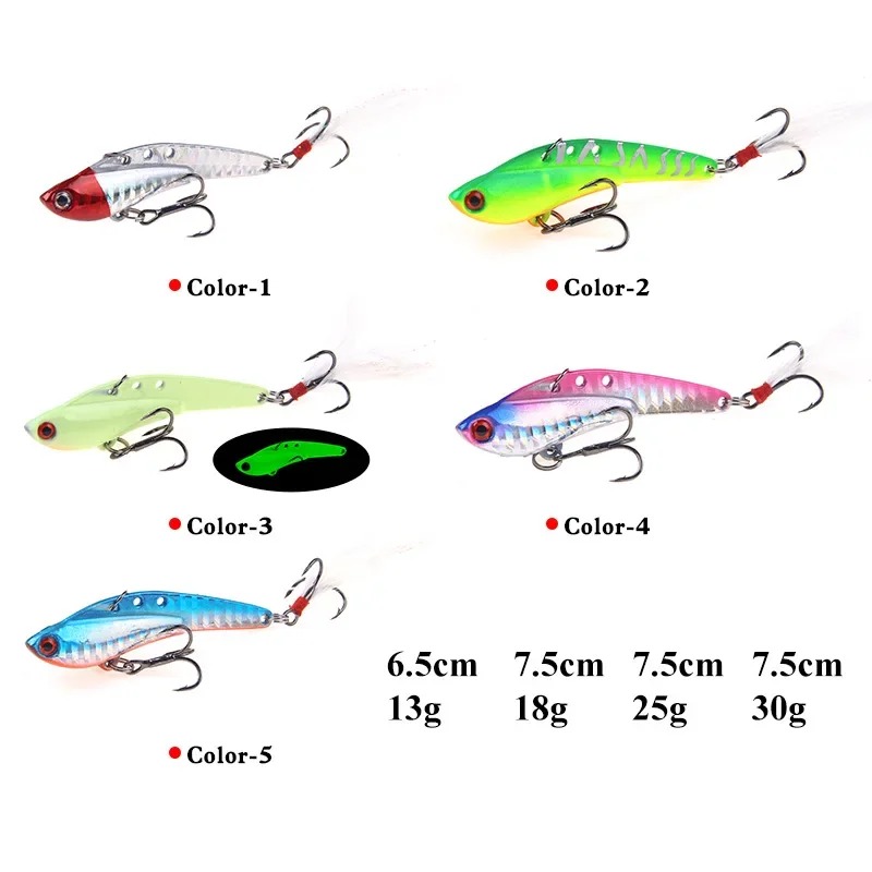 2024 1 PCS Metal Lure Vibration Blade VIB Dragon Tooth Blood Trough Hook Vib Fishing Tackle Crankbait Sinking Vibrations Hard Bait for