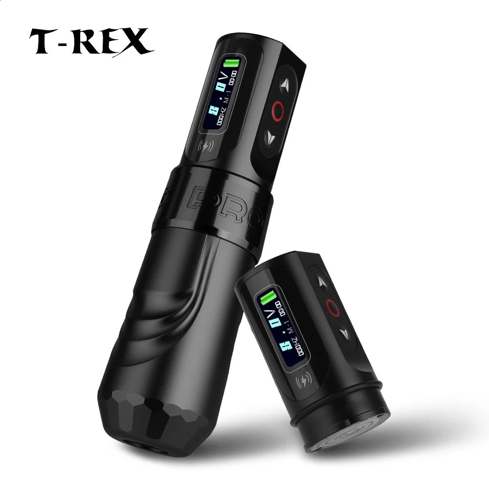 T-Rex cordless tattoo pen machine gun with 2 replaceable batteries rotating coreless tattoo motor digital voltage display 241118