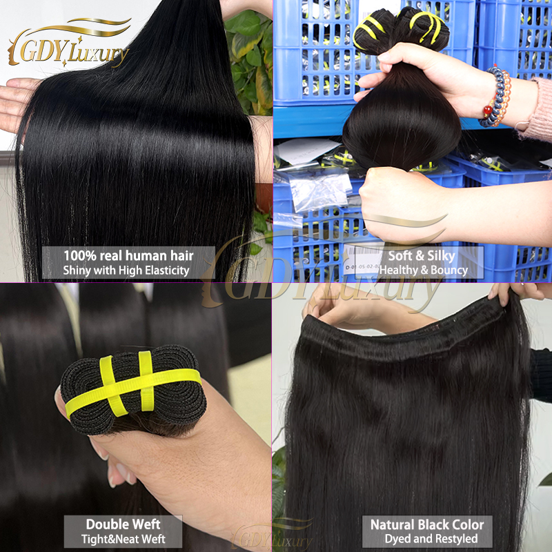 12A Vieamese Raw Bundles 100% Human #1B Natural Black Straight Unprocessed Hair Extensions Tissage