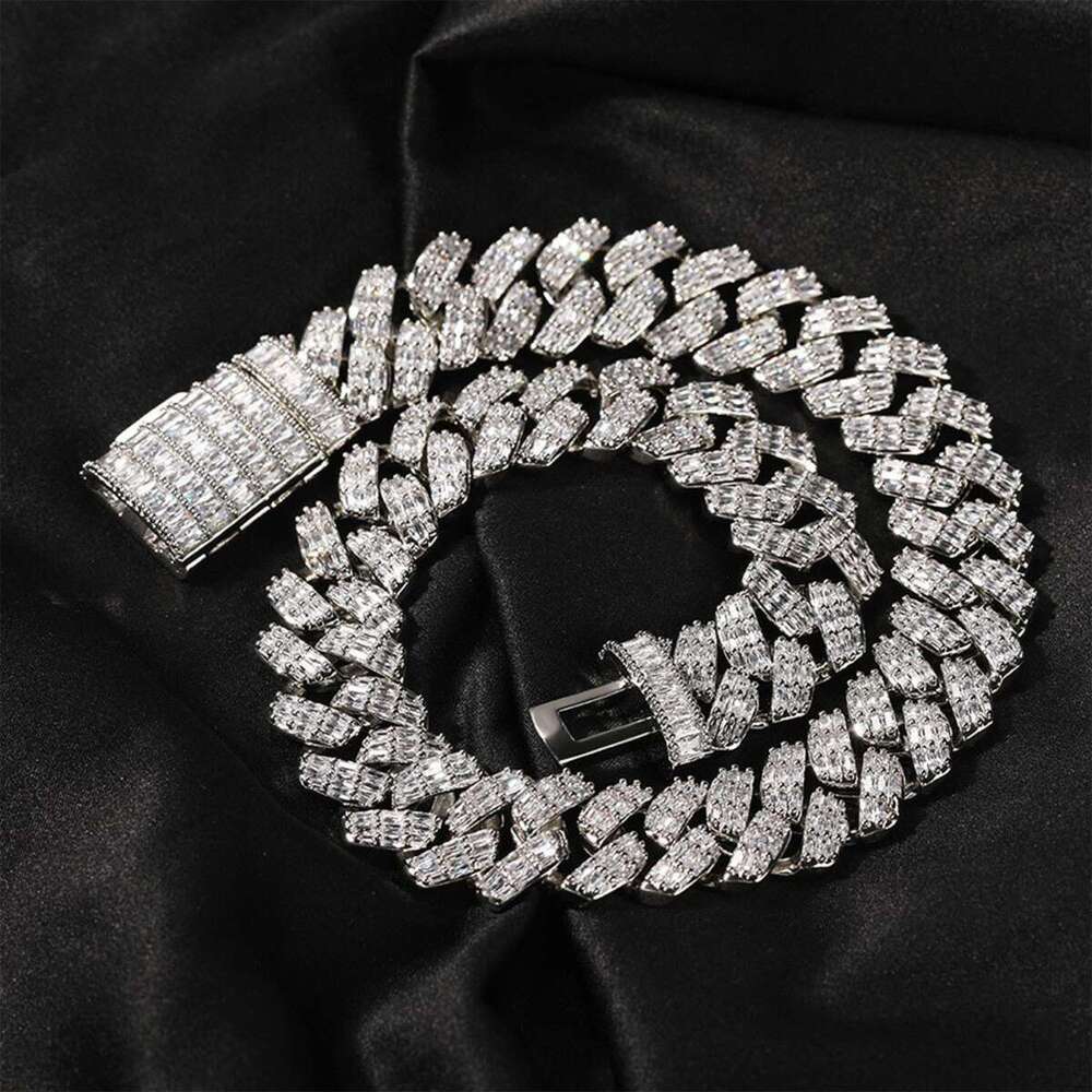 Custom Miami Cuban Link Chain 14k Real Gold Plated Iced Out Moissanite Necklace Sier Hip Hop Mossanite Jewelry for Men N11