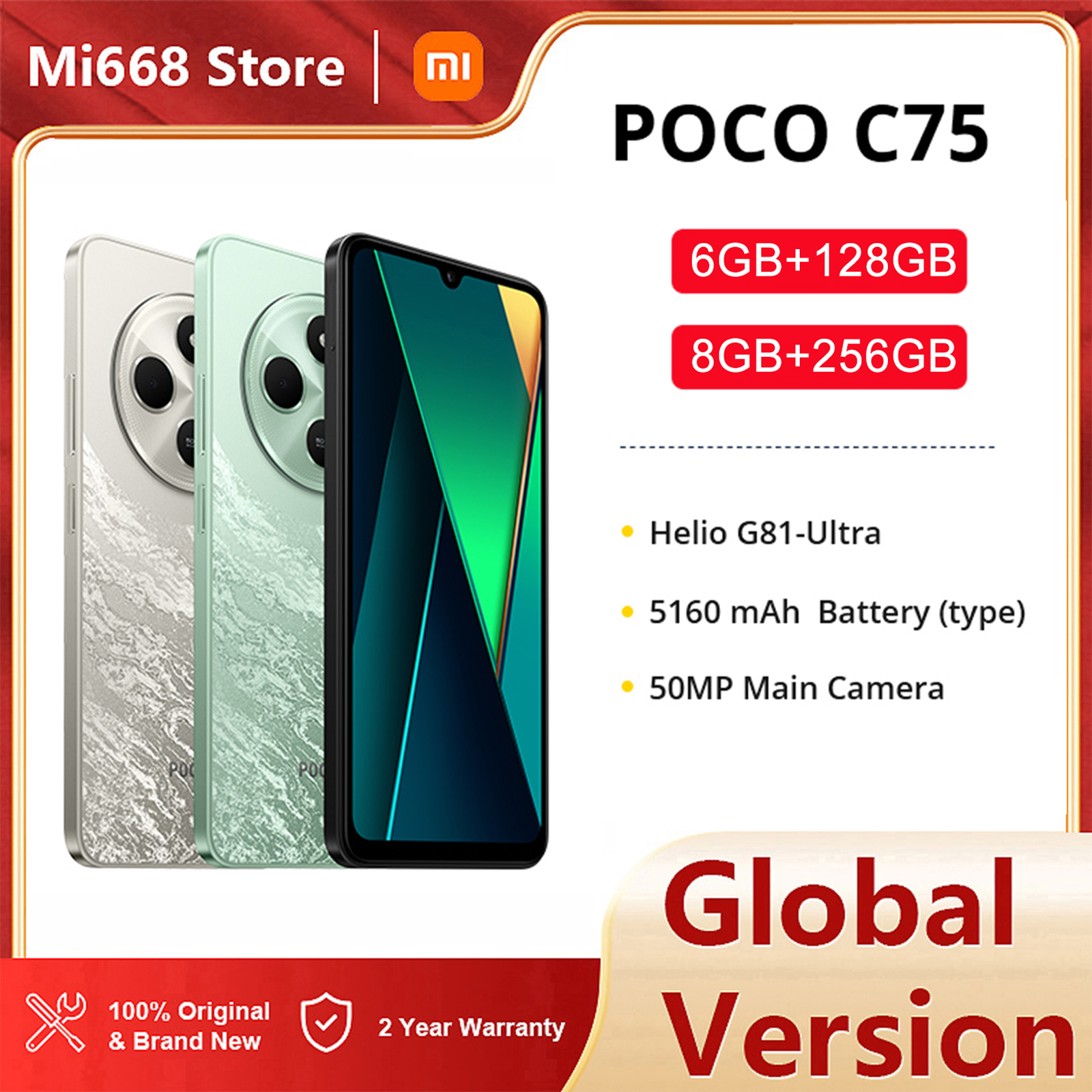 Global Version Xiaomi Smartphone POCO C75 6+128GB/8+256GB Android Handy 50MP Dual Kamera NFC 5160mAh