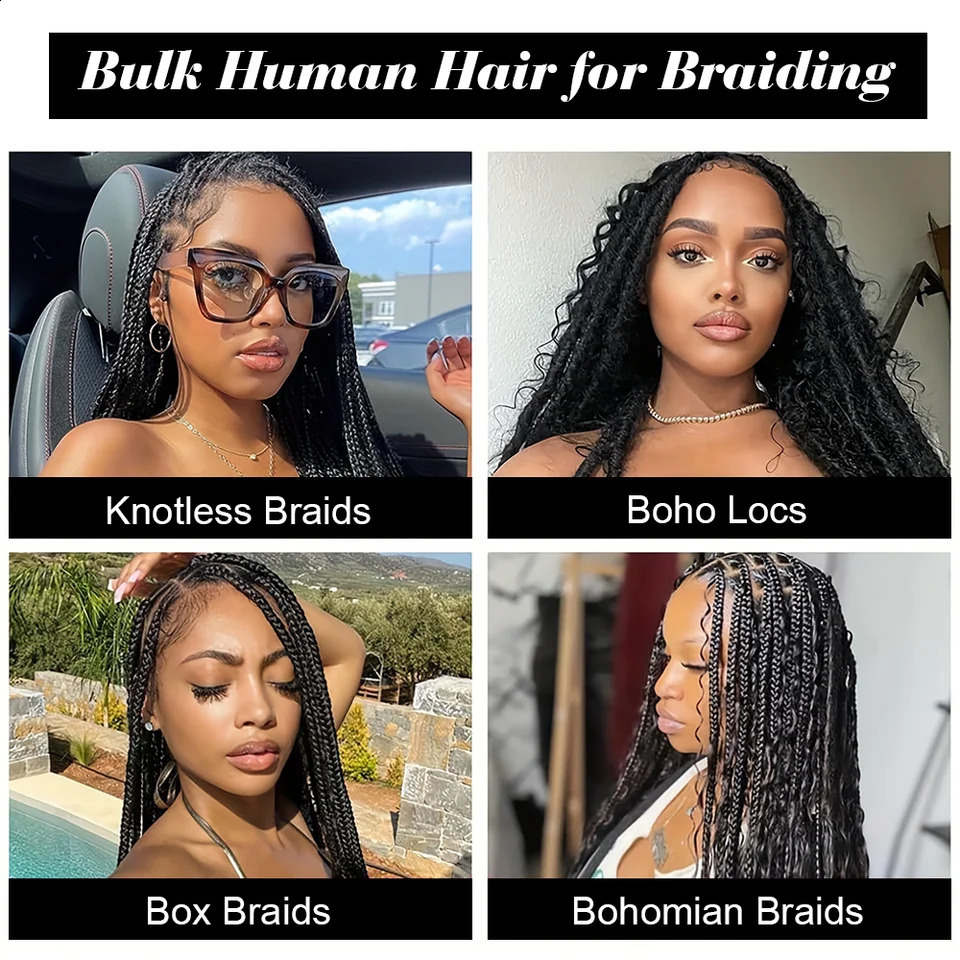 Human Braiding Hair 100g Deep Wave Human Hair Bulk for Braiding No Weft Curly Human Hair Extensions for Boho Braids 241118