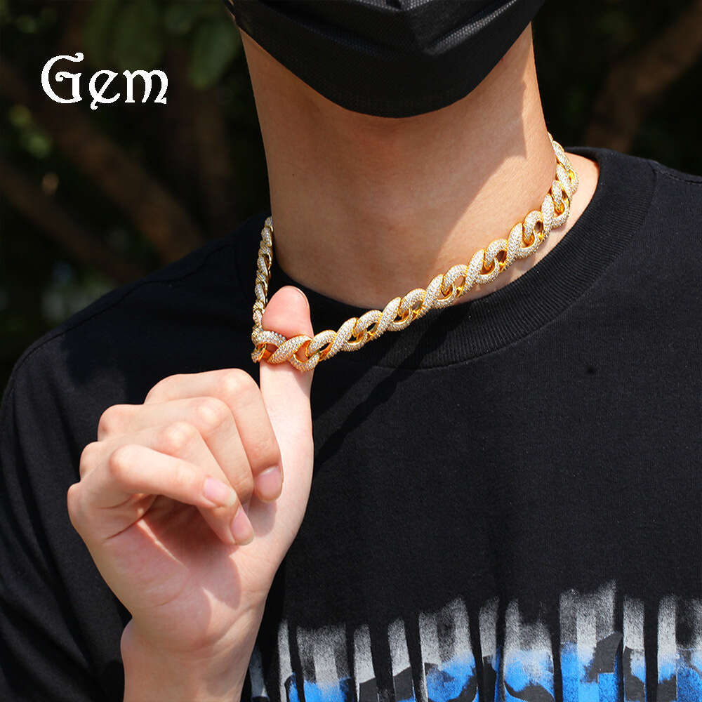 Cuban Link Necklace 3 Row Moissanite 24MM W Gold Chains for Men Prong Chocker S Personalize Iced Out Chain Hip Hop Designer Jewelry NO5