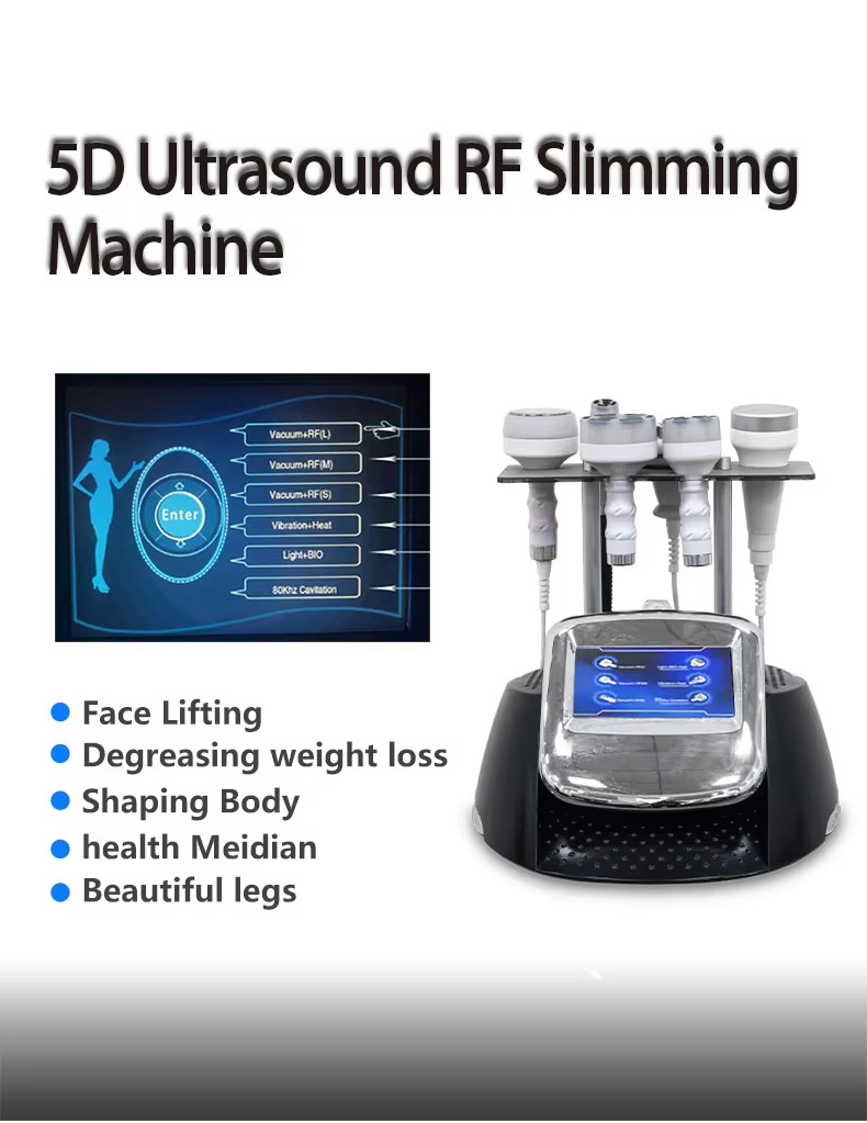 5D 6 in1 Ultrasound 80K Cavitation RF Ultrasonic Vacuum Slimming Radio Frequency Massager Skin Care Device Health Machine