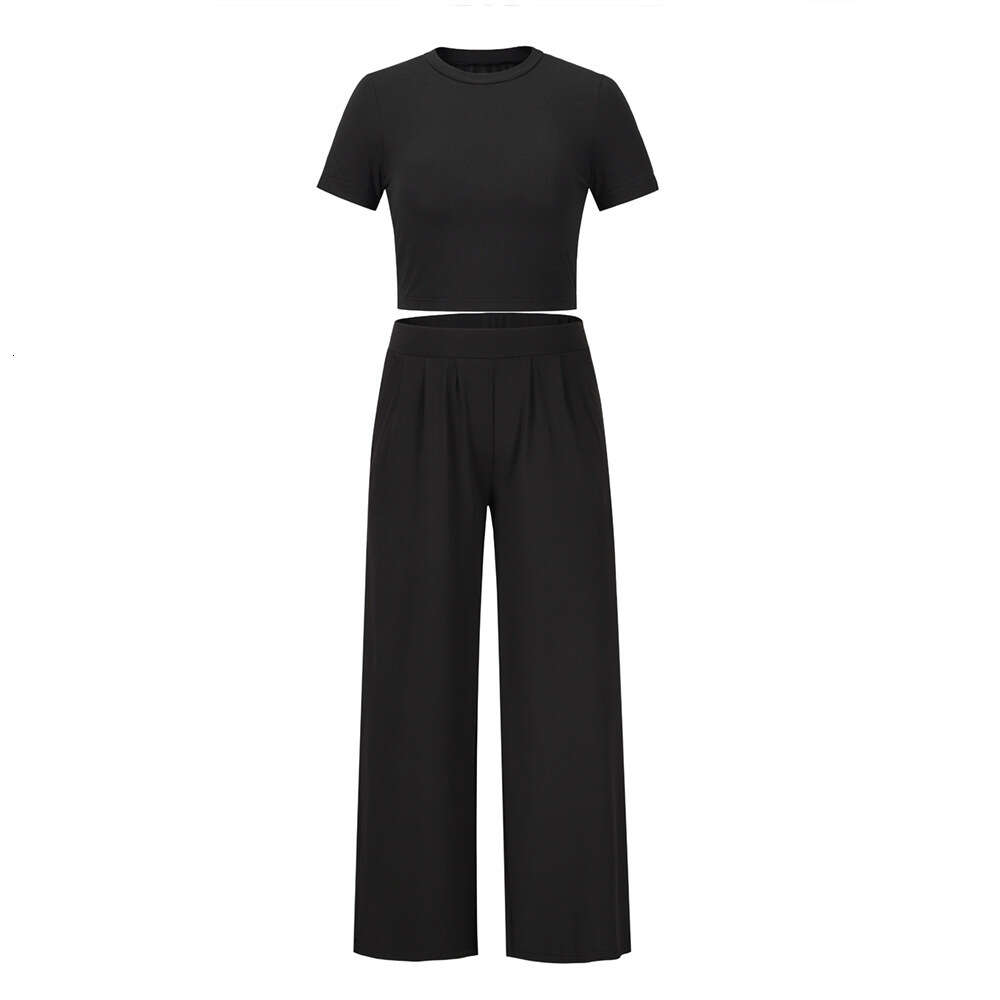 Fashion Casual 2024 Spring/summer New Short Sleeve T-shirt+pants Two Piece Set Large Women's Wear F41837