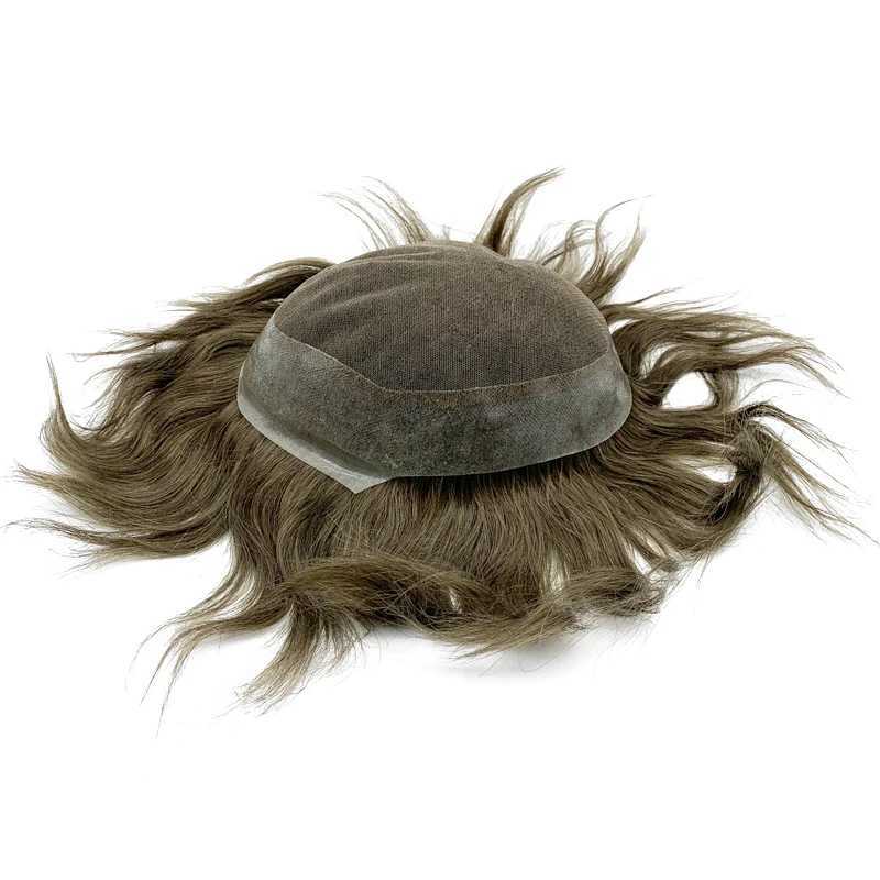 Australian mens Toupee Swiss lace PU silicone hair care mens hair replacement system W241118
