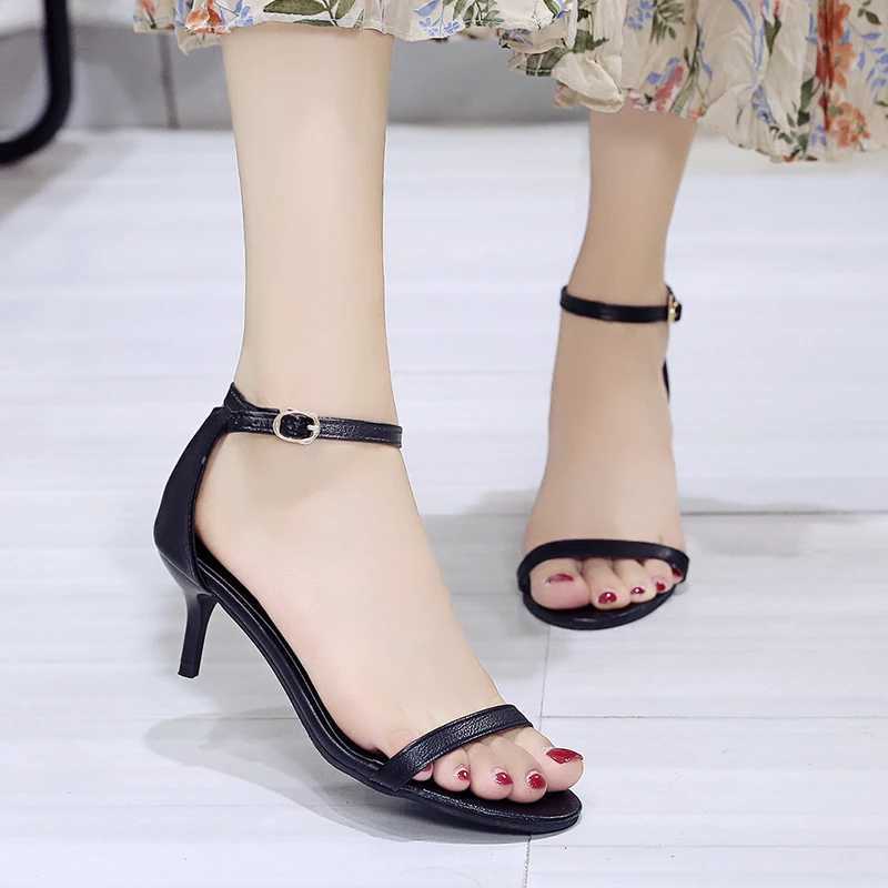 Summer Open Toe Solid Color Simple Elegant Fi Sandals for Women New Sexy Pin Buckle Cfortable Banquet Party High H Y250306