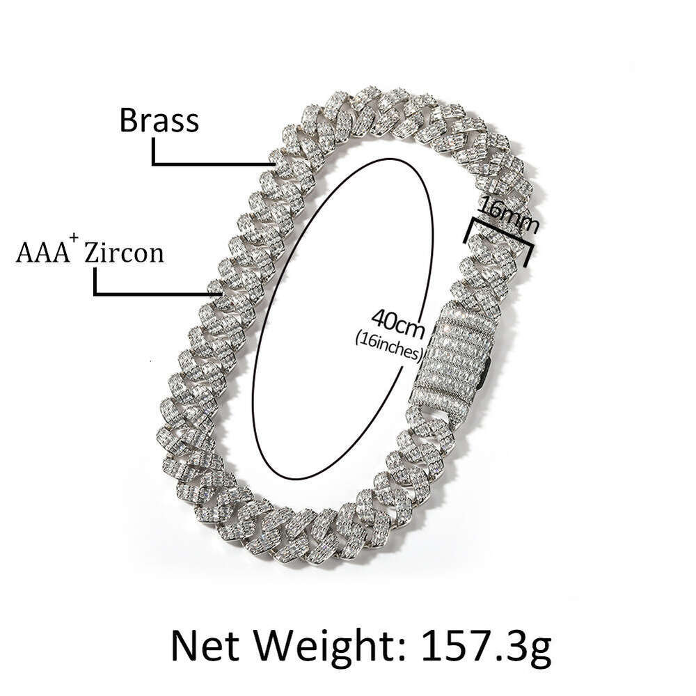 Custom Miami Cuban Link Chain 14k Real Gold Plated Iced Out Moissanite Necklace Sier Hip Hop Mossanite Jewelry for Men N11