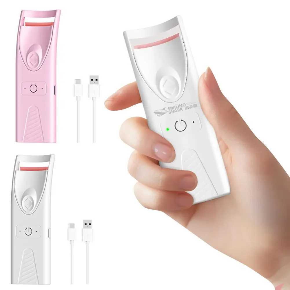 Smiling Shark Eyelash Curler Portable Small Electric Heating Eyelash Curler Long Life Electric Heating Comb Makeup Tool W241118