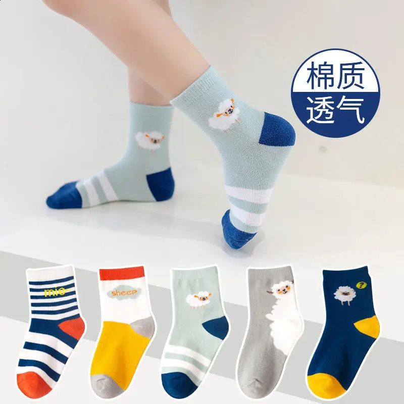 5 pairs of Childrens Christmas Socks Autumn and Winter Cotton Cartoon Boys and Girls Baby Socks 1-12Y 241118