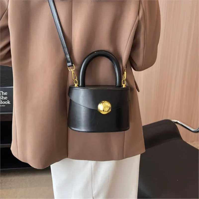 JIAERDI Vintage Black Messenger Bag Wen Leather Handle Bucket Bag Purse Ladies Fi Versatile Crossbody Bags Bolsos Z250226