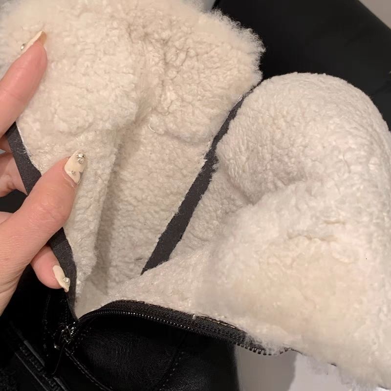 New lamb wool soled snow women winter s high heels cotton shoes winter wool thick fur warm anti slip short boots designer snow boots