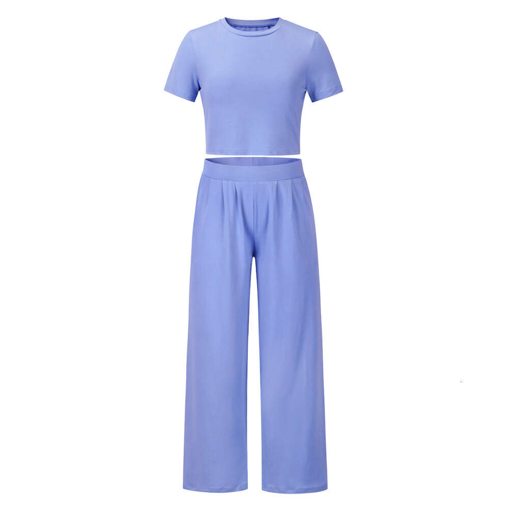Fashion Casual 2024 Spring/summer New Short Sleeve T-shirt+pants Two Piece Set Large Women's Wear F41837