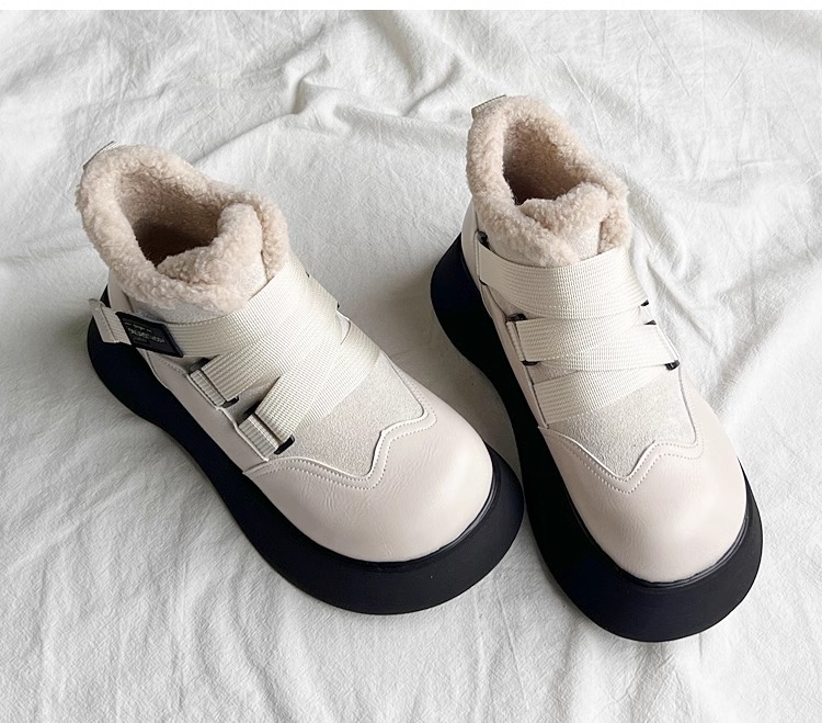 Women's Boots:Thick Sole Increase Height Short 2024 Design Sense Winter Warm Martin Boots Cotton Anti-Slip Snow Boots,Brown/Beige,fashion