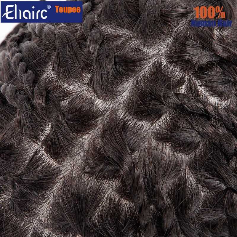 New Arrival Mens calary protosis 6 twisted crochet braid durable injection PU African Toupee black mens wig Z241118