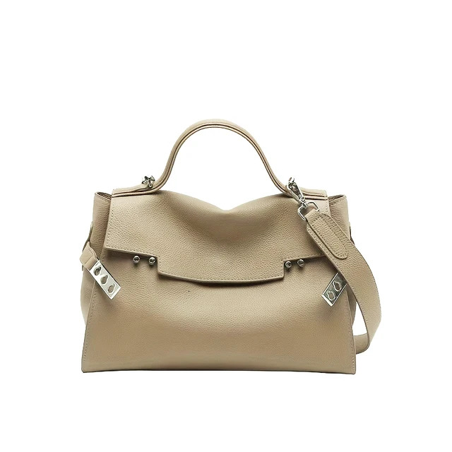 Ladies Cowhide Leather Handbag Large Capacity Casual Shopping Shoulder Crossbody Bag Retro Genuine Leather BagVoyage