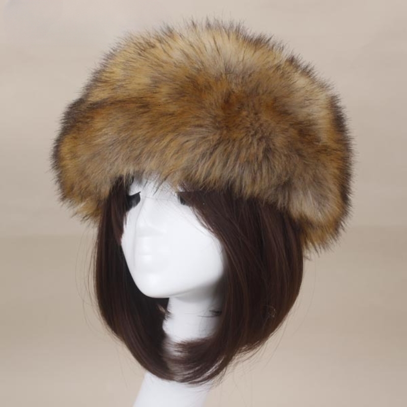 Winter Thick Furry Hairband Fluffy Russian Faux Fur Women Girl Headband Hat Outdoor Earwarmer Ski Hats y241116