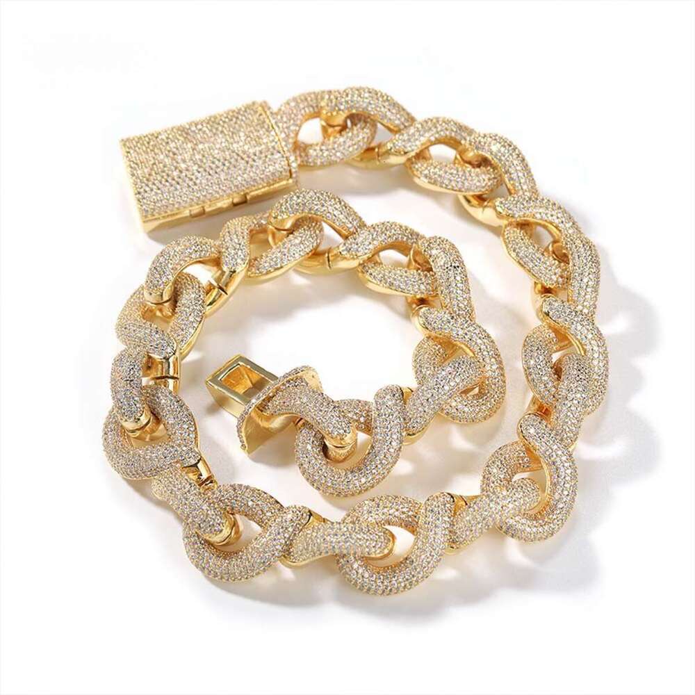 Wholesale 10K 14K Solid Real Gold 8MM Cuban Link Chain Bracelet Iced Out Hip Hop Moissanite Necklace Fine Jewelry Men Women N24