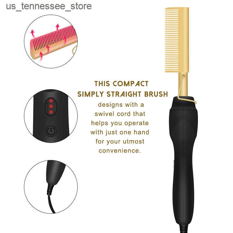Hair Curlers Straighteners Professional Electric Ceramic Ionic Hair Straighten Straightener Brush Hot Comb Pressing Electric Hot Comb Hair Straightene