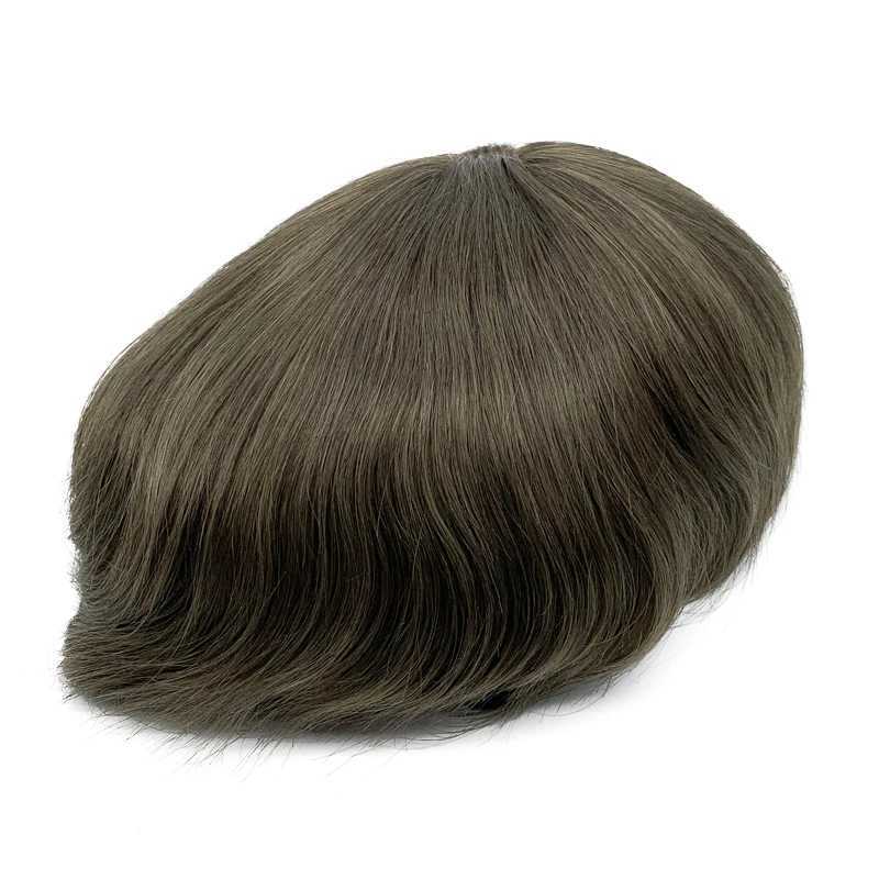 Australian mens Toupee Swiss lace PU silicone hair care mens hair replacement system W241118