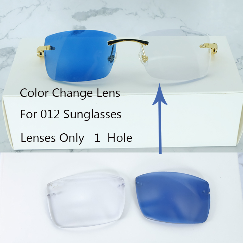 Photochromic Lenses Two Colors Lenses 4 Season Interchangble Lens Color Change Square Lenses For Carter 012 Wood Glasses Frame 1 Hole